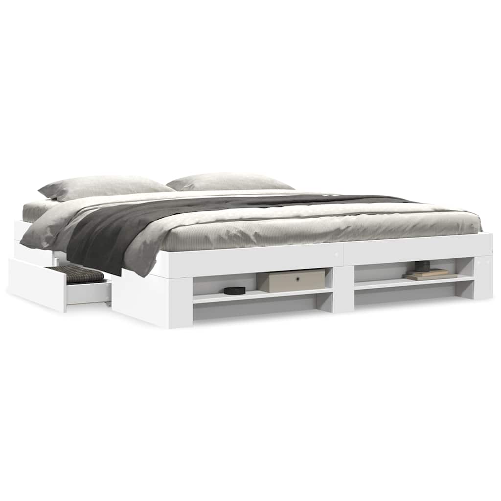 Πλαίσιο Κρεβατιού Λευκό 200 x 200 εκ. από Επεξεργασμένο Ξύλο