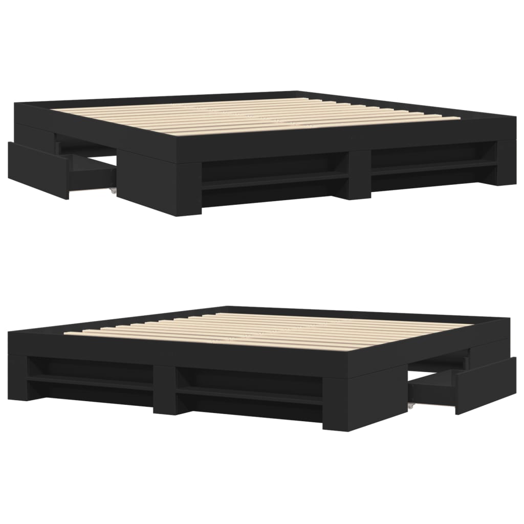 Πλαίσιο Κρεβατιού Μαύρο 200x200 εκ. Επεξεργ. Ξύλο - Pakobazaar