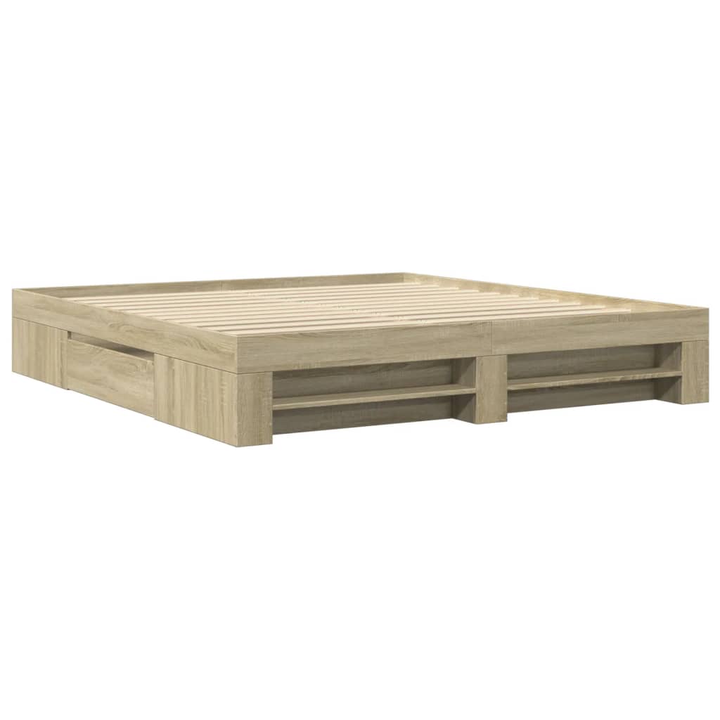 Πλαίσιο Κρεβατιού Χωρ. Στρώμα Sonoma Δρυς 200x200 εκ. Επ. Ξύλο - Pakobazaar