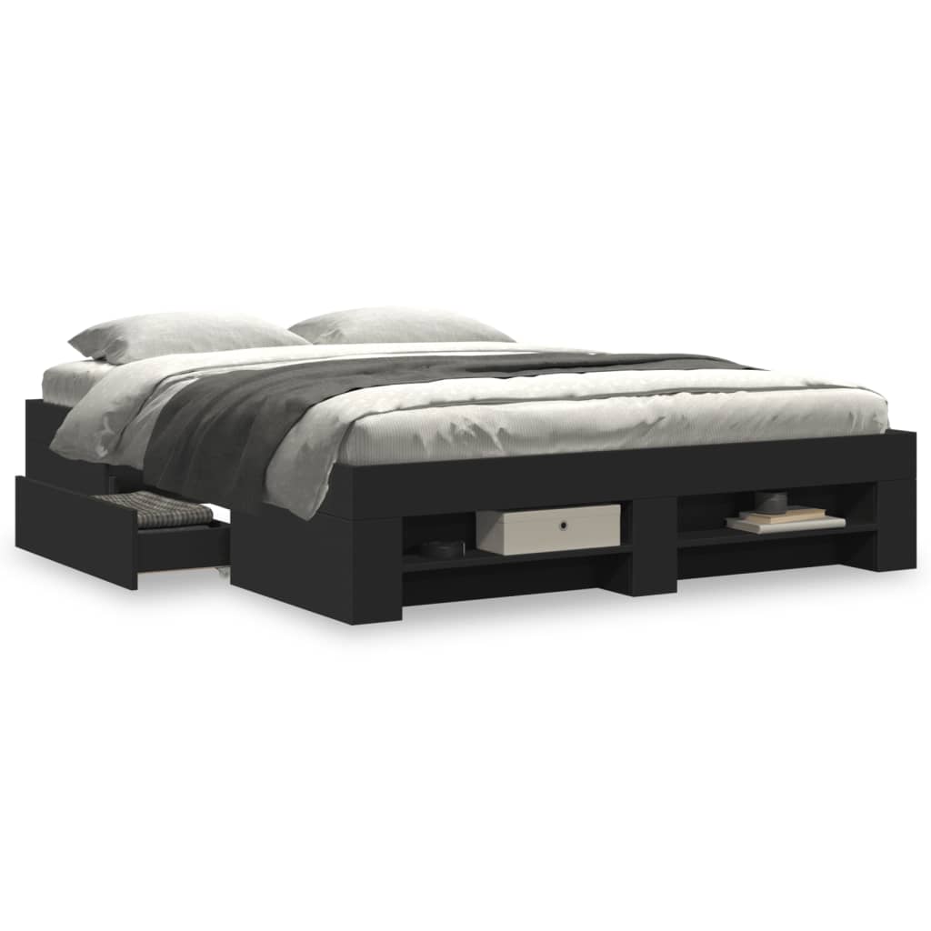 Πλαίσιο Κρεβατιού Μαύρο 160x200 εκ. Επεξεργασμένο Ξύλο