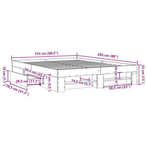 Πλαίσιο Κρεβατιού Γκρι Sonoma 150x200 εκ. Επεξεργασμένο Ξύλο