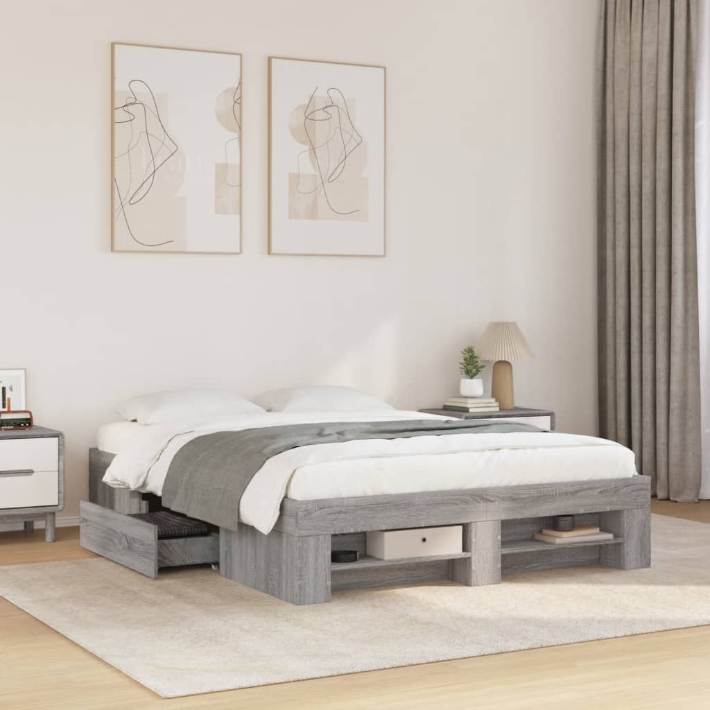 Πλαίσιο Κρεβατιού Γκρι Sonoma 140x200 εκ. Επεξεργασμένο Ξύλο