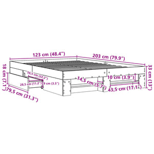 Πλαίσιο Κρεβατιού Μαύρο 120x200 εκ. από Επεξεργασμένο Ξύλο