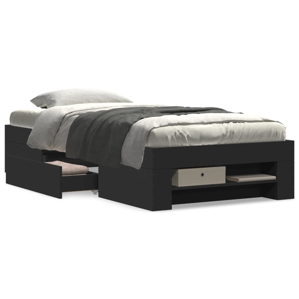 Πλαίσιο Κρεβατιού Μαύρο 90 x 200 εκ. Επεξεργασμένο Ξύλο