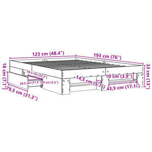 Πλαίσιο Κρεβατιού Μαύρο 120x190 εκ. από Επεξεργασμένο Ξύλο