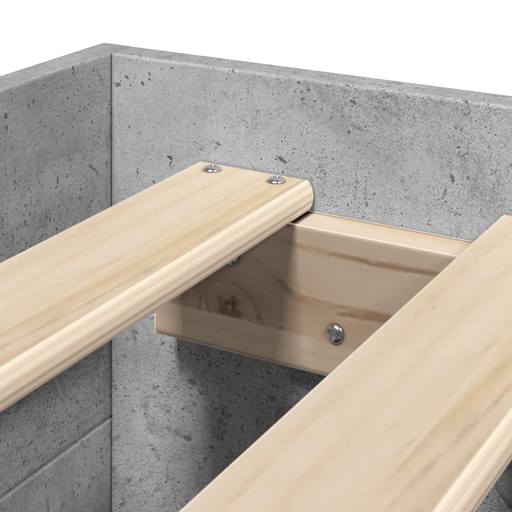 Πλαίσιο Κρεβατιού Γκρι Σκυροδέματος 75 x 190 εκ. Επεξεργ. Ξύλο