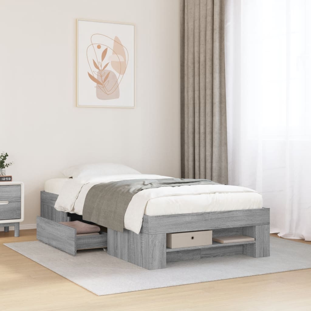 Πλαίσιο Κρεβατιού Γκρι Sonoma 75x190 εκ. Επεξεργασμένο Ξύλο