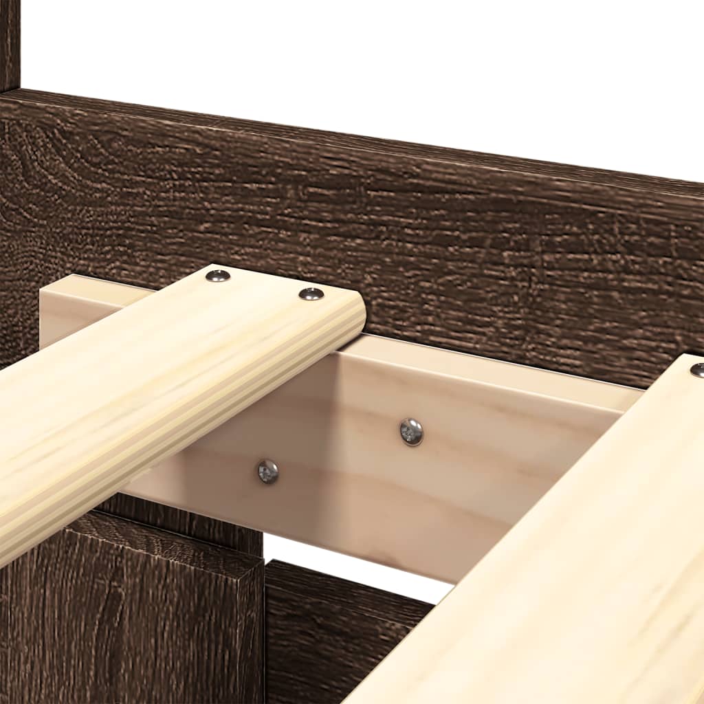 Πλαίσιο Κρεβατιού με Κεφαλάρι Καφέ Δρυς 200x200 εκ. Επεξ. Ξύλο