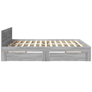 Πλαίσιο Κρεβατιού με Κεφαλάρι Γκρι Sonoma 180x200εκ. Επεξ. Ξύλο
