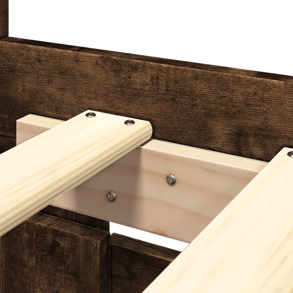 Πλαίσιο Κρεβατιού με Κεφαλάρι Καπνιστή Δρυς 160x200 εκ.