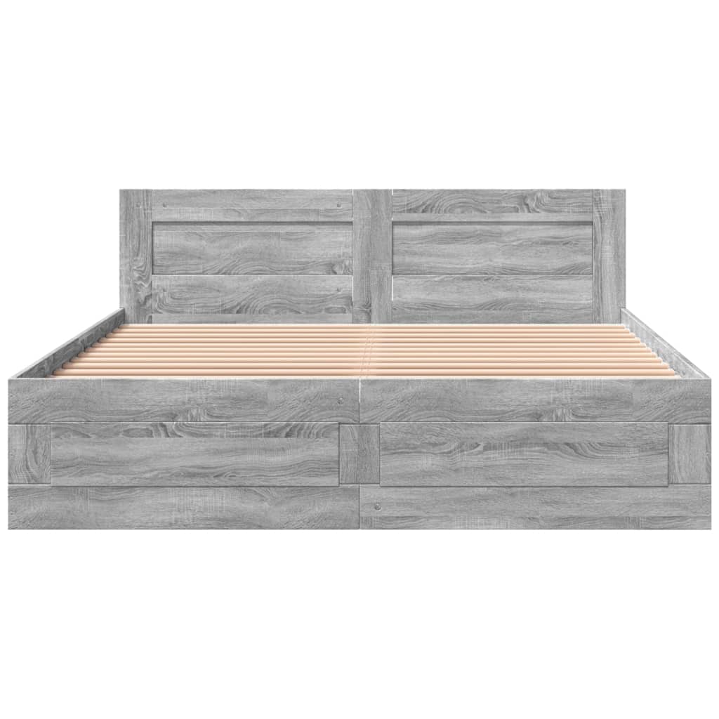 Πλαίσιο Κρεβατιού με Κεφαλάρι Γκρι Sonoma 160x200εκ. Επεξ. Ξύλο