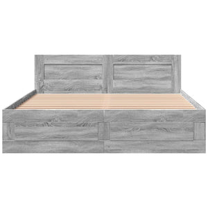 Πλαίσιο Κρεβατιού με Κεφαλάρι Γκρι Sonoma 160x200εκ. Επεξ. Ξύλο