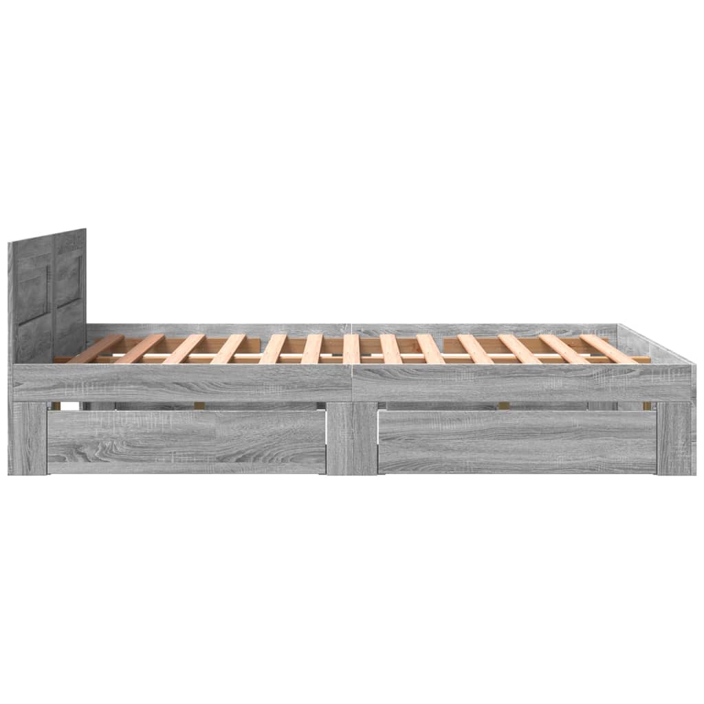 Πλαίσιο Κρεβατιού με Κεφαλάρι Γκρι Sonoma 160x200εκ. Επεξ. Ξύλο