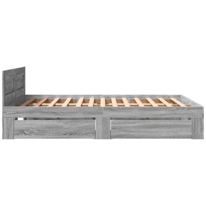 Πλαίσιο Κρεβατιού με Κεφαλάρι Γκρι Sonoma 160x200εκ. Επεξ. Ξύλο