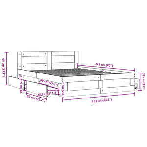 Πλαίσιο Κρεβατιού με Κεφαλάρι Γκρι Sonoma 160x200εκ. Επεξ. Ξύλο