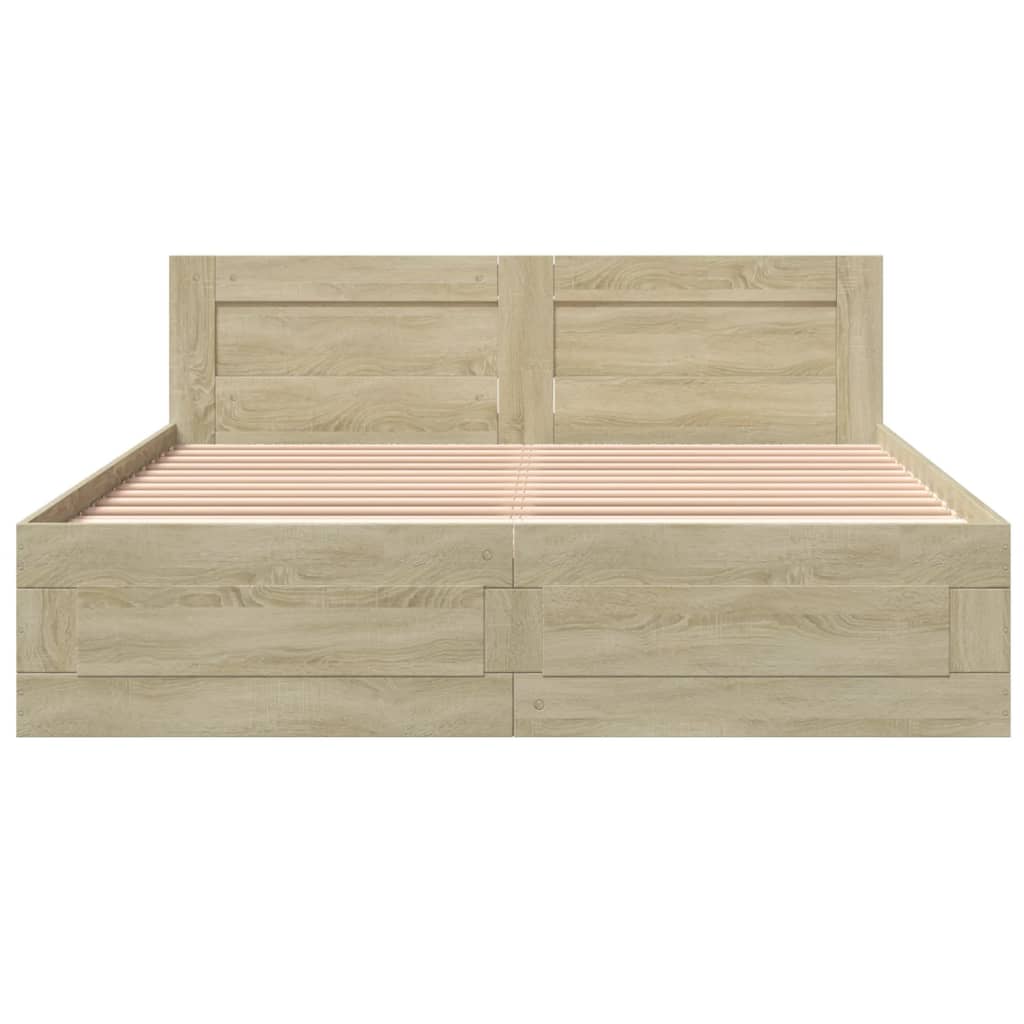 Πλαίσιο Κρεβατιού με Κεφαλάρι Sonoma Δρυς 150x200εκ. Επεξ. Ξύλο
