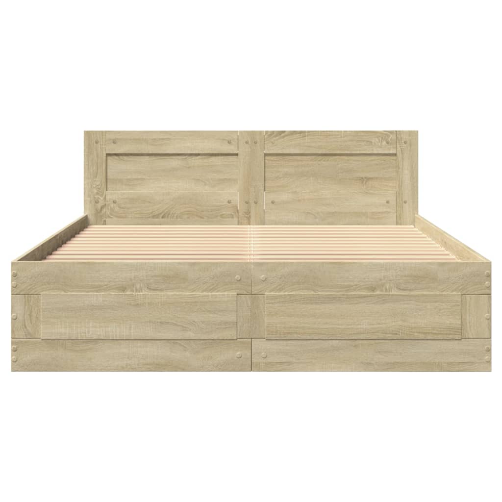 Πλαίσιο Κρεβατιού με Κεφαλάρι Sonoma Δρυς 140x200εκ. Επεξ. Ξύλο