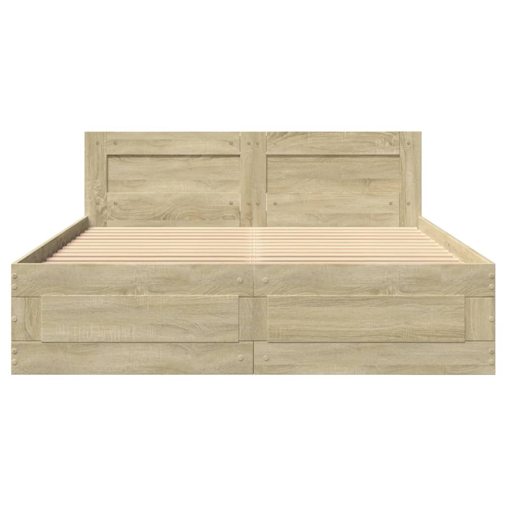 Πλαίσιο Κρεβατιού με Κεφαλάρι Sonoma Δρυς 120x200εκ. Επεξ. Ξύλο
