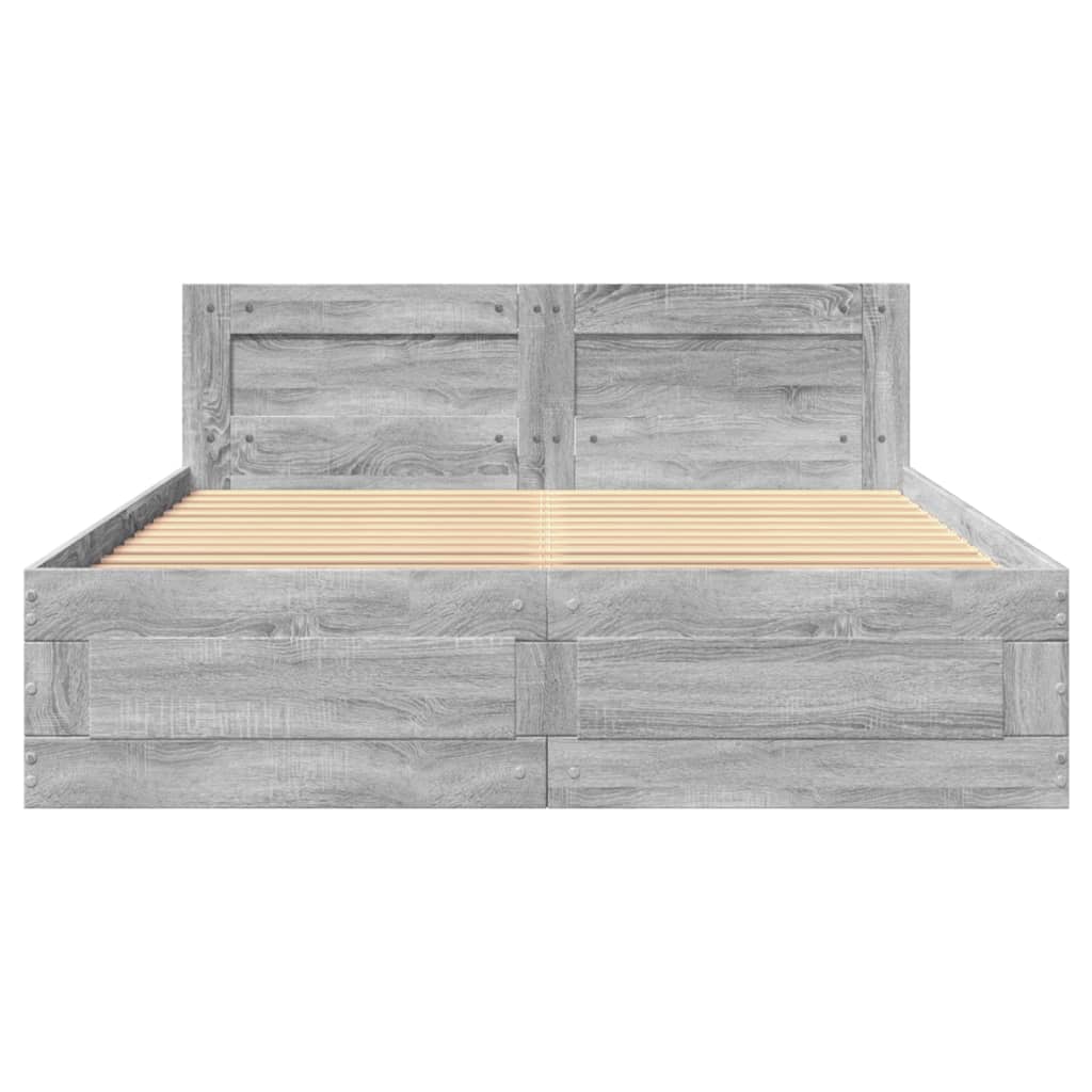 Πλαίσιο Κρεβατιού με Κεφαλάρι Γκρι Sonoma 120x200εκ. Επεξ. Ξύλο