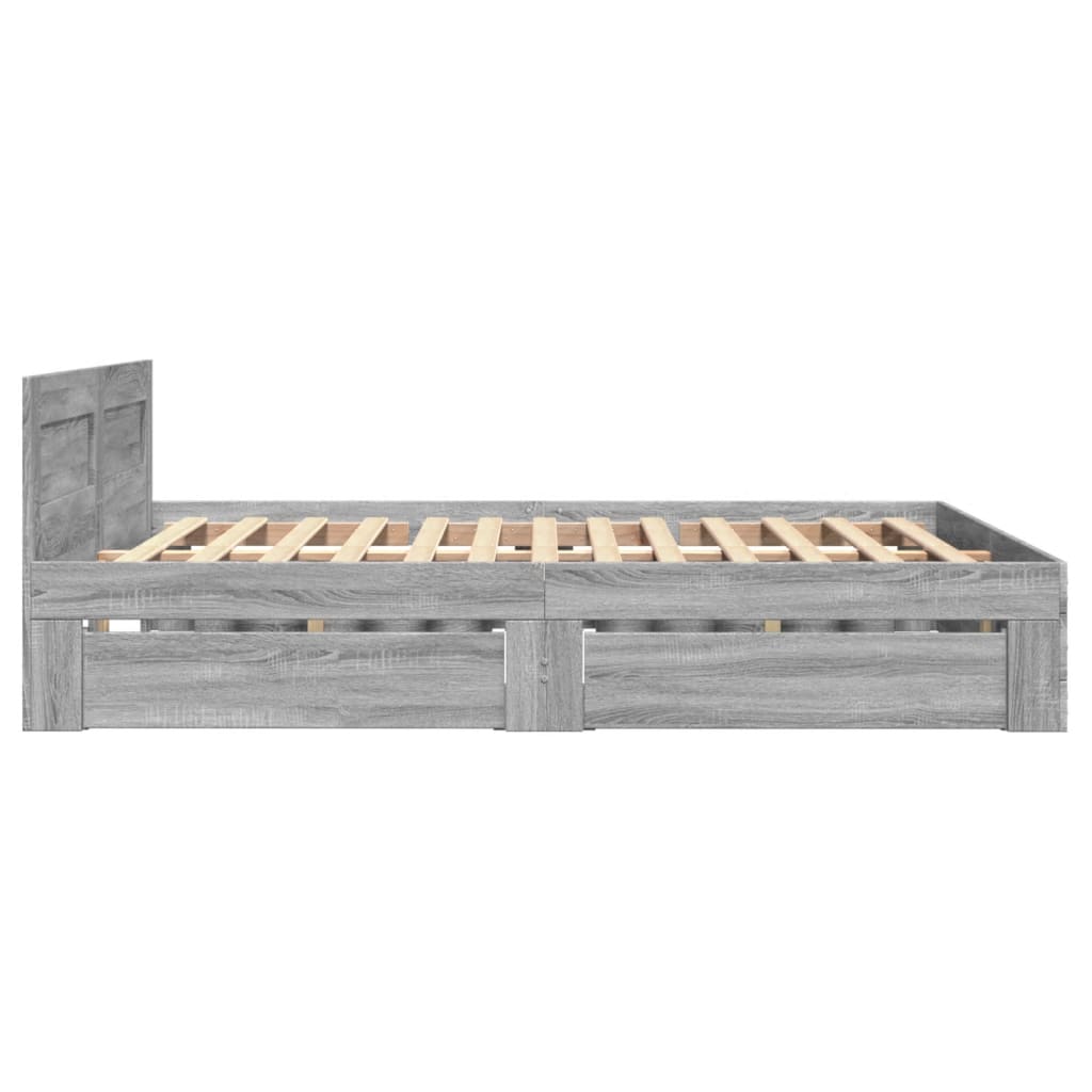 Πλαίσιο Κρεβατιού με Κεφαλάρι Γκρι Sonoma 120x200εκ. Επεξ. Ξύλο