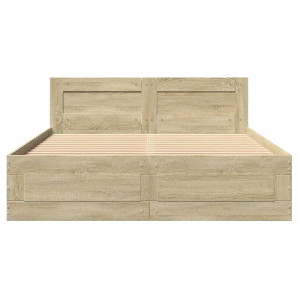 Πλαίσιο Κρεβατιού με Κεφαλάρι Sonoma Δρυς 135x190εκ. Επεξ. Ξύλο