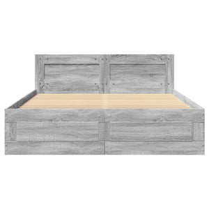 Πλαίσιο Κρεβατιού με Κεφαλάρι Γκρι sonoma 135x190εκ. Επεξ. Ξύλο
