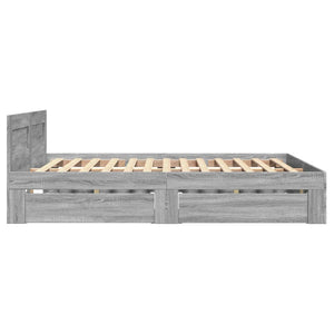Πλαίσιο Κρεβατιού με Κεφαλάρι Γκρι sonoma 135x190εκ. Επεξ. Ξύλο
