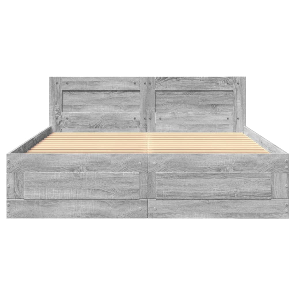 Πλαίσιο Κρεβατιού με Κεφαλάρι Γκρι sonoma 120x190εκ. Επεξ. Ξύλο