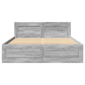 Πλαίσιο Κρεβατιού με Κεφαλάρι Γκρι sonoma 120x190εκ. Επεξ. Ξύλο