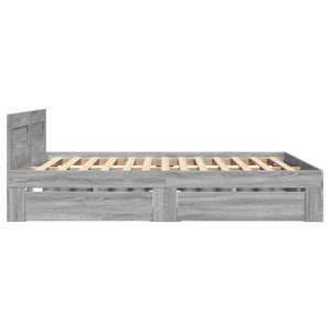 Πλαίσιο Κρεβατιού με Κεφαλάρι Γκρι sonoma 120x190εκ. Επεξ. Ξύλο
