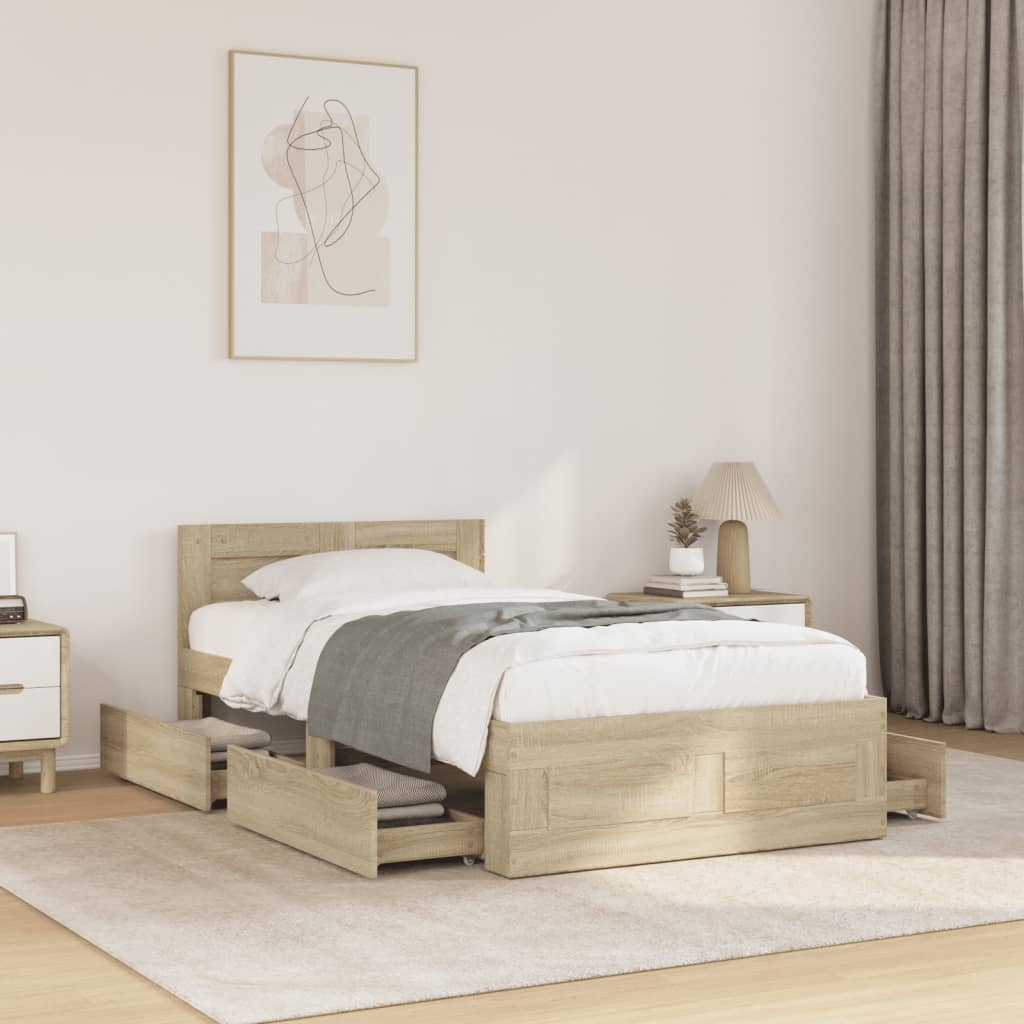 Πλαίσιο Κρεβατιού με Κεφαλάρι Sonoma Δρυς 75x190 εκ. Επεξ. Ξύλο