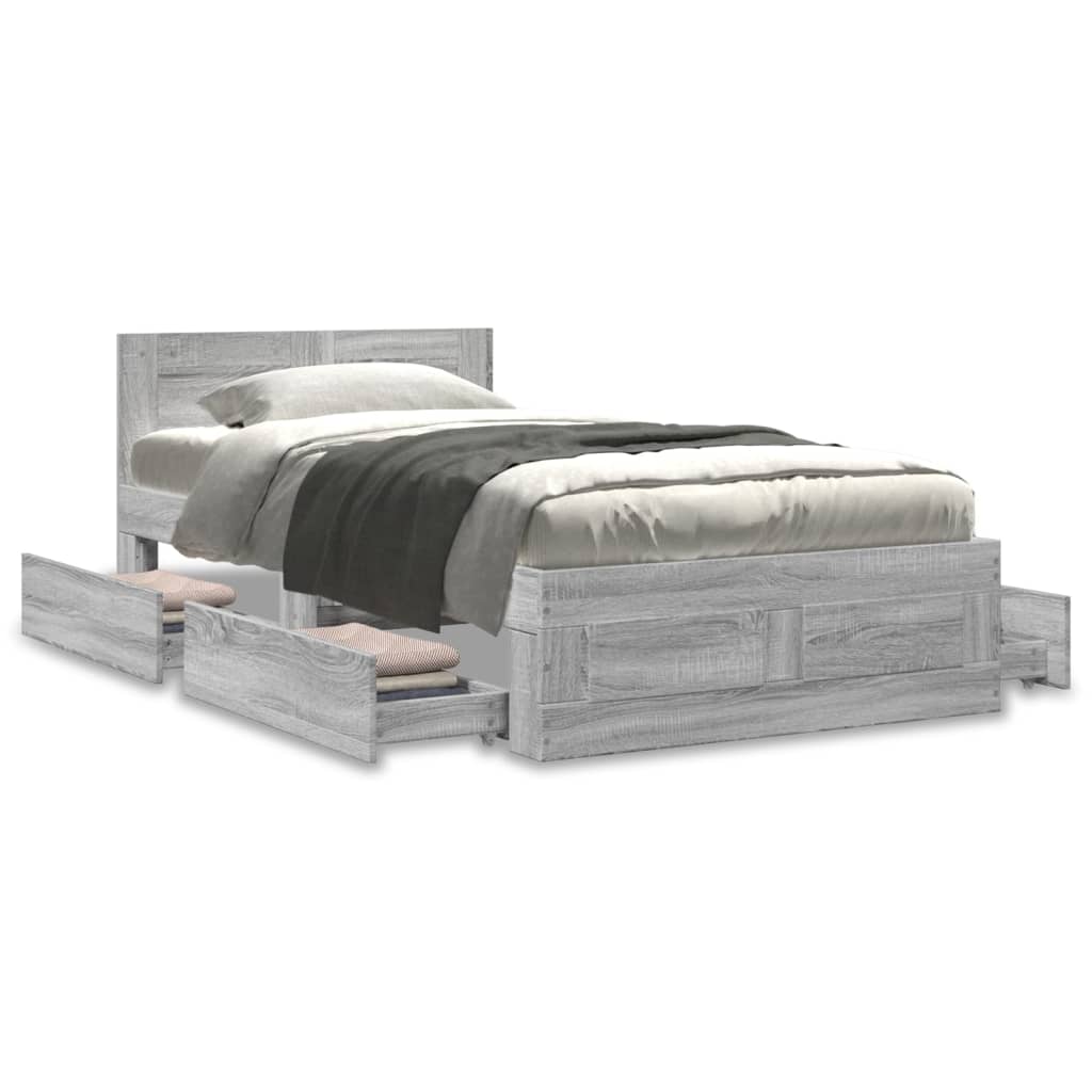 Πλαίσιο Κρεβατιού με Κεφαλάρι Γκρι Sonoma 75x190 εκ. Επεξ. Ξύλο