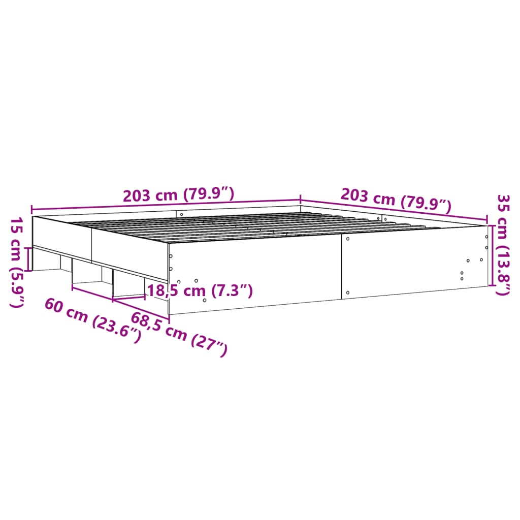 Πλαίσιο Κρεβατιού Χωρ. Στρώμα Sonoma Δρυς 200x200 εκ. Επ. Ξύλο