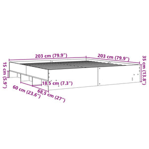 Σκελετός Κρεβ. Χωρίς Στρώμα Καπνιστή Δρυς 200x200εκ. Επεξ. Ξύλο