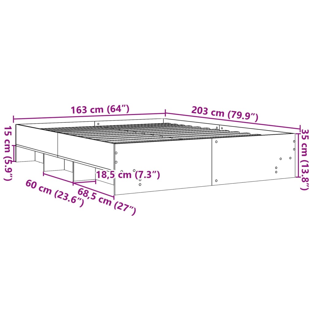 Πλαίσιο Κρεβατιού Χωρ. Στρώμα Sonoma Δρυς 160x200 εκ. Επ. Ξύλο
