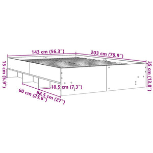 Πλαίσιο Κρεβατιού Γκρι Sonoma 140x200 εκ. Επεξεργασμένο Ξύλο