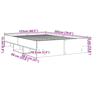 Πλαίσιο Κρεβατιού Γκρι Σκυροδέματος 120x200 εκ. Επεξεργ. Ξύλο