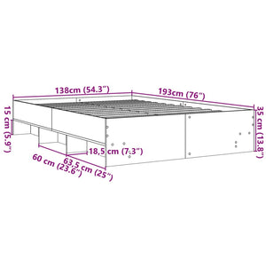 Πλαίσιο Κρεβατιού Sonoma Δρυς 135x190 εκ. Επεξεργασμένο Ξύλο