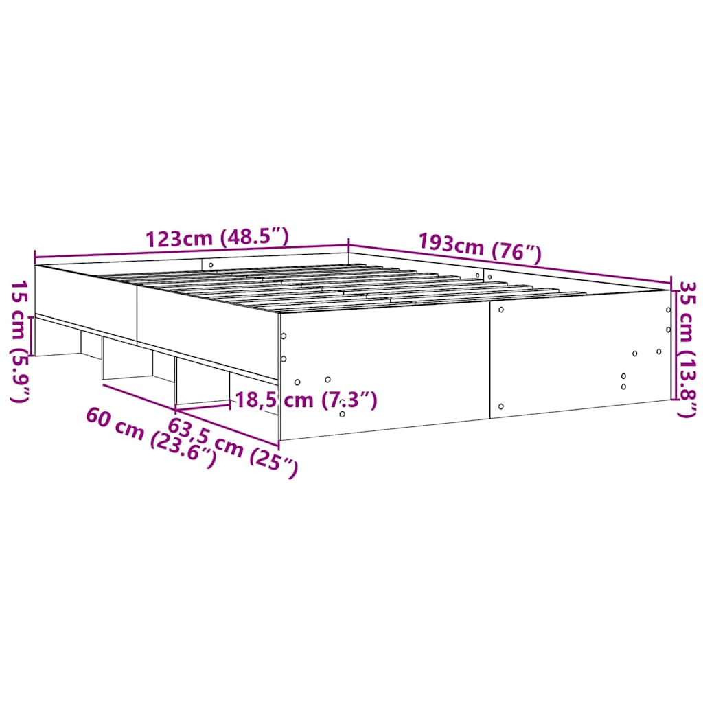 Πλαίσιο Κρεβατιού Χωρ. Στρώμα Καπ. Δρυς 120x190 εκ. Επ. Ξύλο