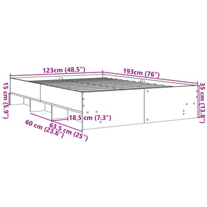 Πλαίσιο Κρεβατιού Γκρι Sonoma 120 x 190 εκ. Επεξεργασμένο Ξύλο