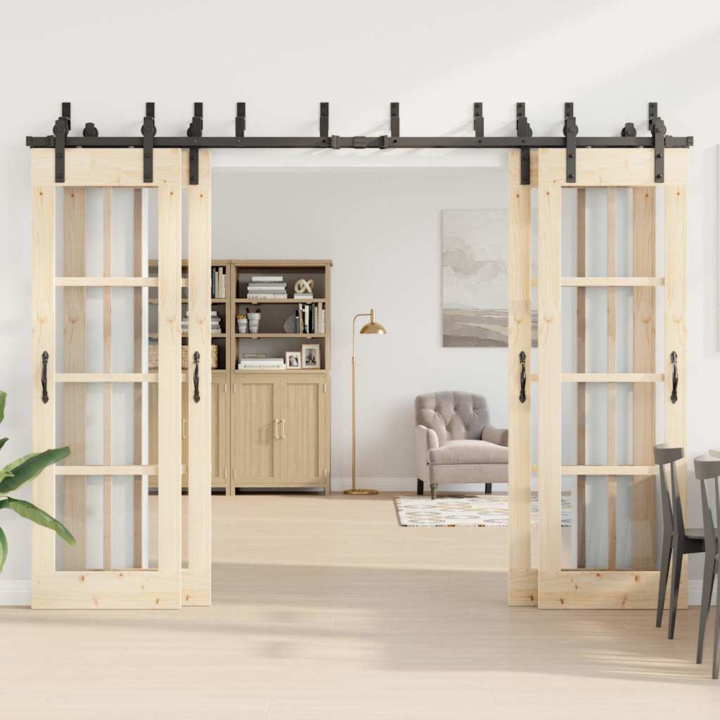 Μηχανισμός Συρόμενης Μεσόπορτας Μαύρος 305 εκ. Ατσάλινος - Pakobazaar