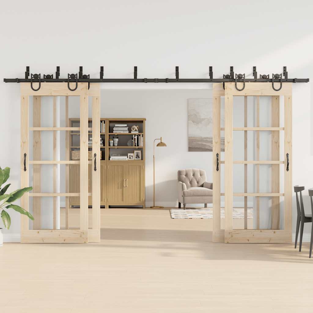 Μηχανισμός Συρόμενης Μεσόπορτας Μαύρος 400 εκ. Ατσάλινος