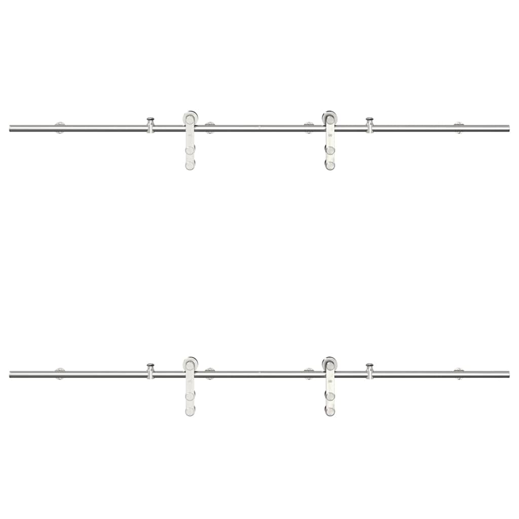 Μηχανισμός Συρόμενης Μεσόπορτας Ασημί 200 εκ. Ανοξείδωτο Ατσάλι