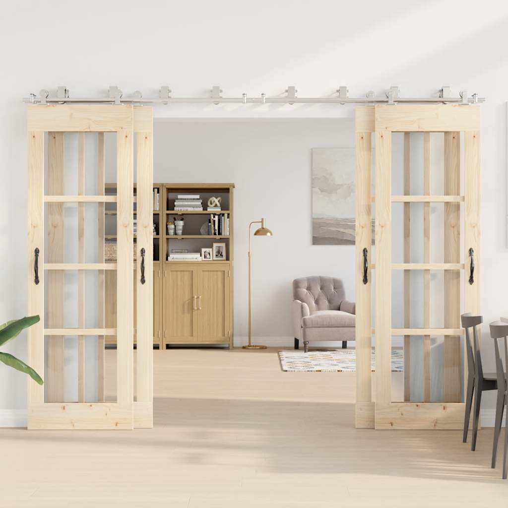 Μηχανισμός Συρόμενης Μεσόπορτας Ασημί 366 εκ. Ανοξείδωτο Ατσάλι