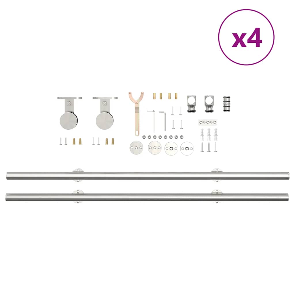 Μηχανισμός Συρόμενης Μεσόπορτας Ασημί 400 εκ. Ανοξείδωτο Ατσάλι