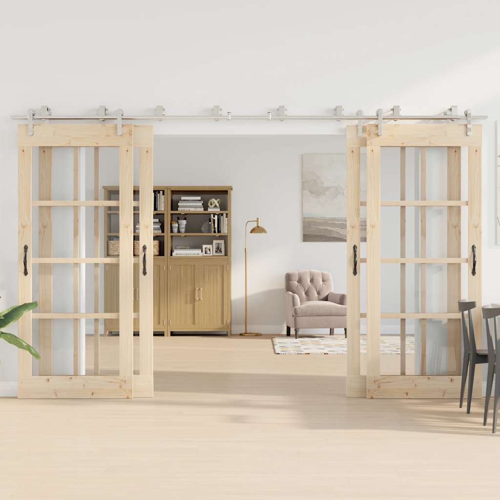 Μηχανισμός Συρόμενης Μεσόπορτας Ασημί 366 εκ. Ανοξείδωτο Ατσάλι