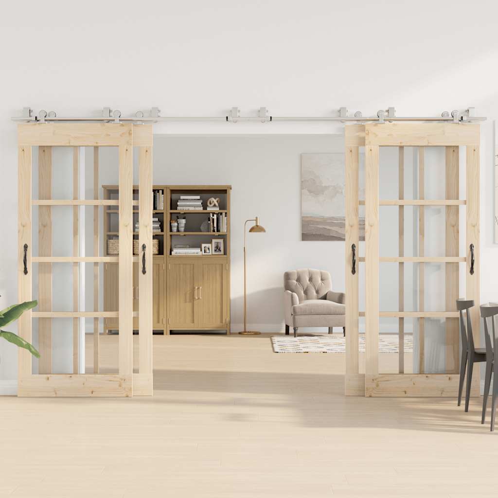 Μηχανισμός Συρόμενης Μεσόπορτας Ασημί 366 εκ. Ανοξείδωτο Ατσάλι