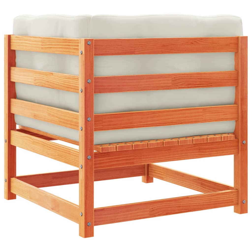 Καναπές Κήπου Σετ 4 τεμ. Καφέ Μασίφ Ξύλο Πεύκου με Μαξιλάρια