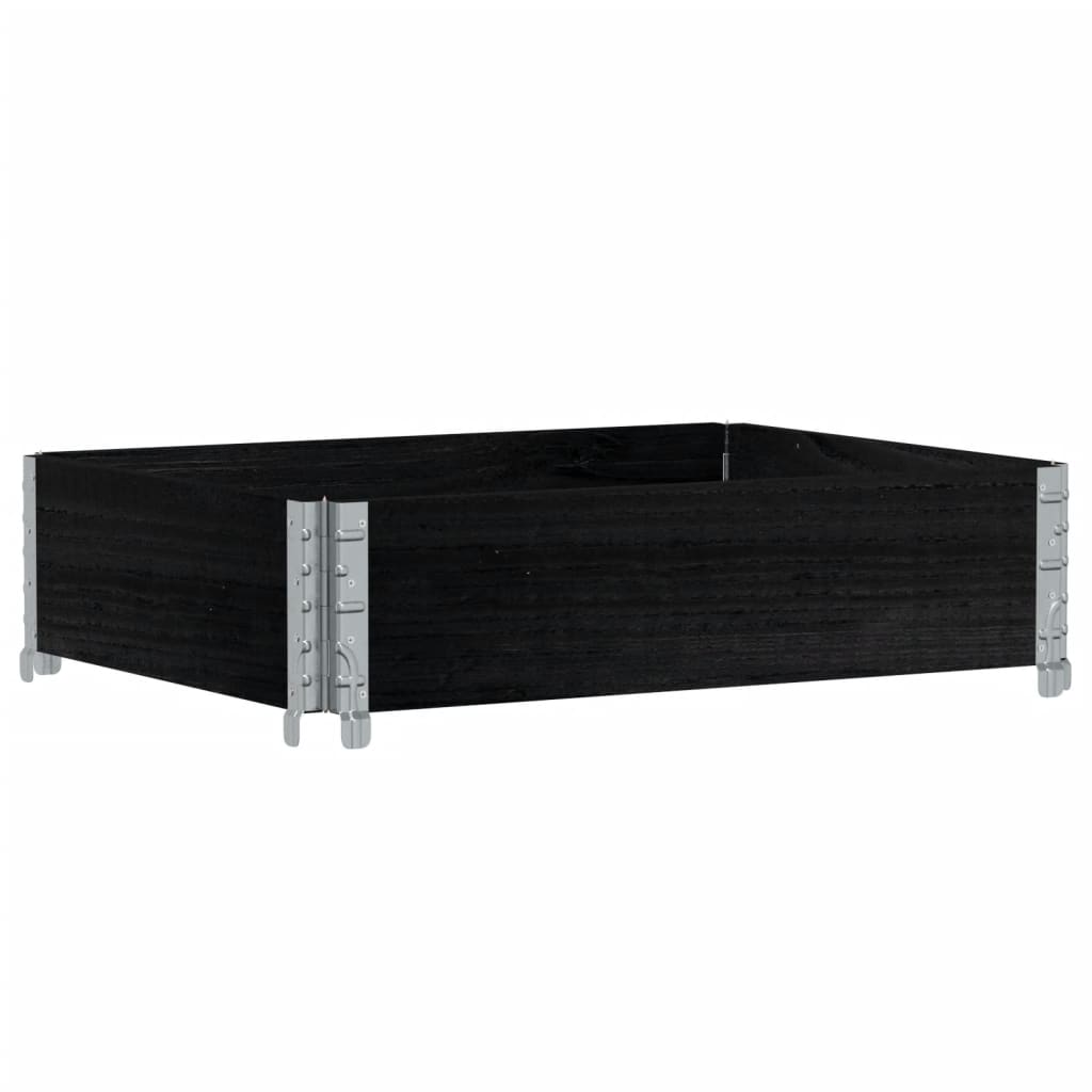 Κολάρο Παλέτας Μαύρο 3 τεμ. 80 x 60 εκ. από Μασίφ Ξύλο Πεύκου