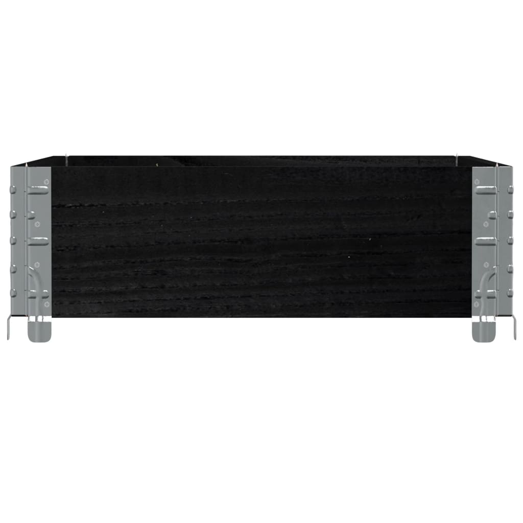 Κολάρο Παλέτας Μαύρο 3 τεμ. 80 x 60 εκ. από Μασίφ Ξύλο Πεύκου